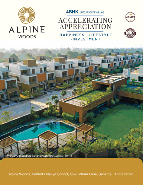 Alpine Woods 4BHK luxurious villas happiness - lifestyle -investment in Ahmedabad